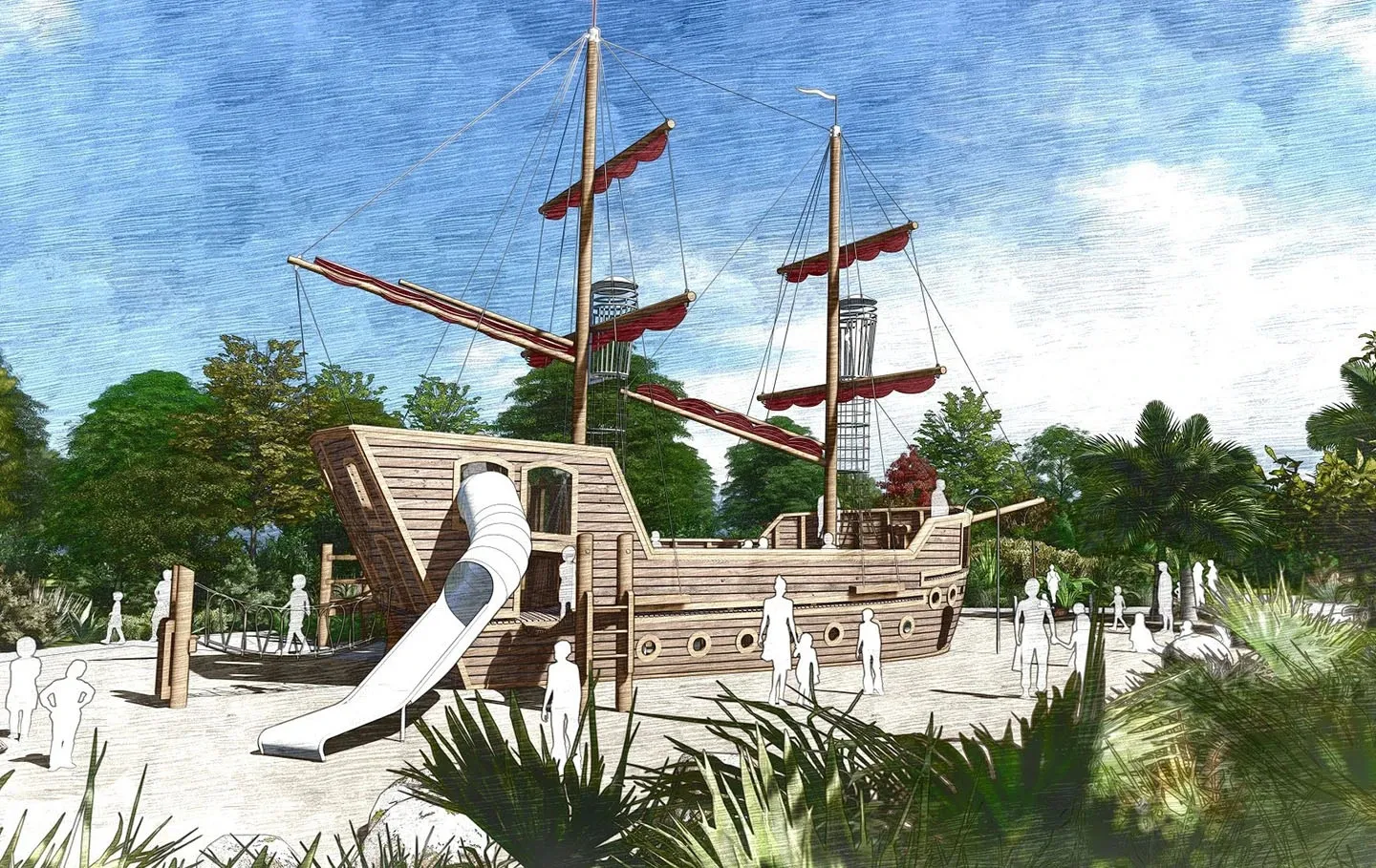 Illustration of plans for new galleon at Princess Diana Memorial playground