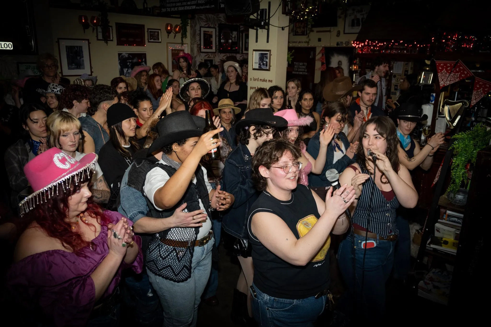 A group of line dancers