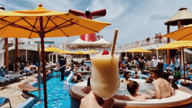 Piña colada on a cruise ship