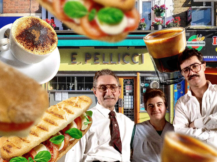 A collage of food and family members