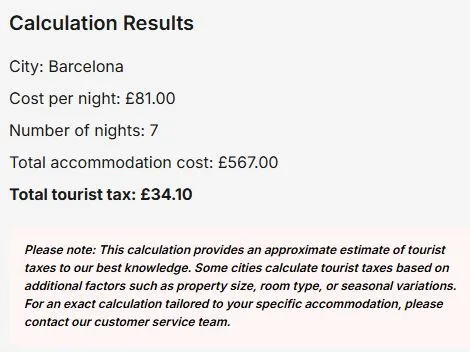 Holidu Tourist Tax calculator