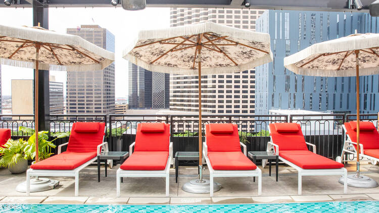 Lounge by a rooftop pool