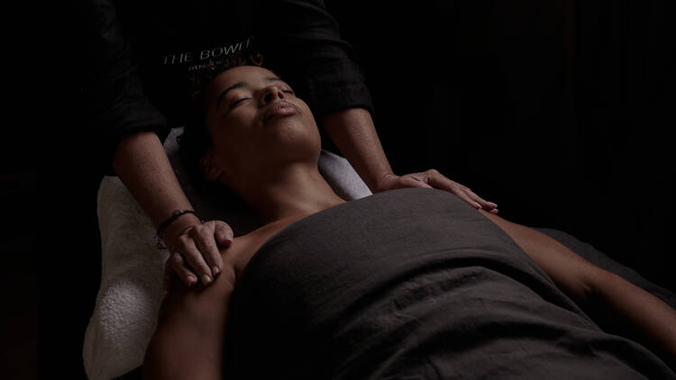 A woman getting a massage.