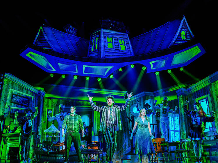 An all-cast scene from Beetlejuice the Musical.