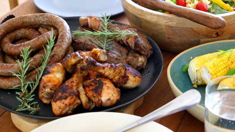 barbeque braai meal ready to eat on table 1195997962