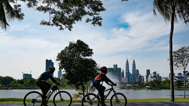 Cyclists in Kuala Lumpur, Malaysia