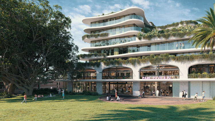 A render image of the outside of Parc Pavilion