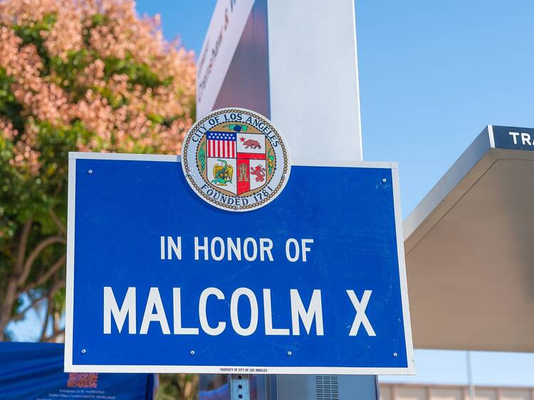 The City of Los Angeles unveils new street signs honoring Malcom X