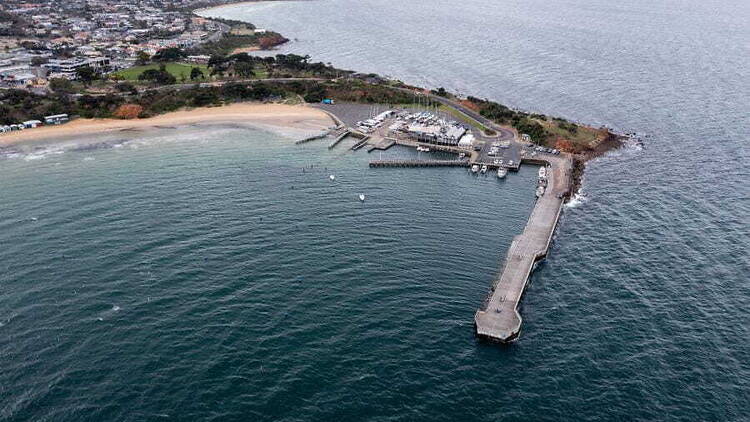 An aerial view of Mornington Harbour.