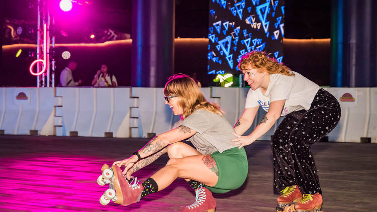 Skate it up at the Neon Dreams roller rink
