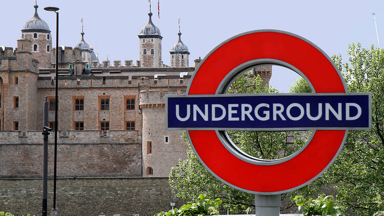 London Underground sign outside the Tower of London