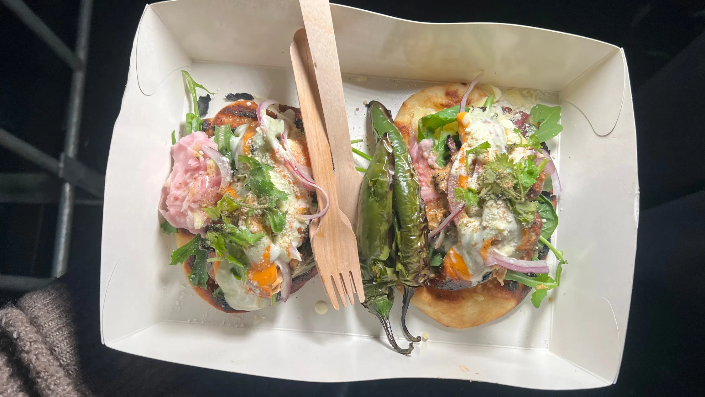 Chicken naan tacos at Pocket Rocketz