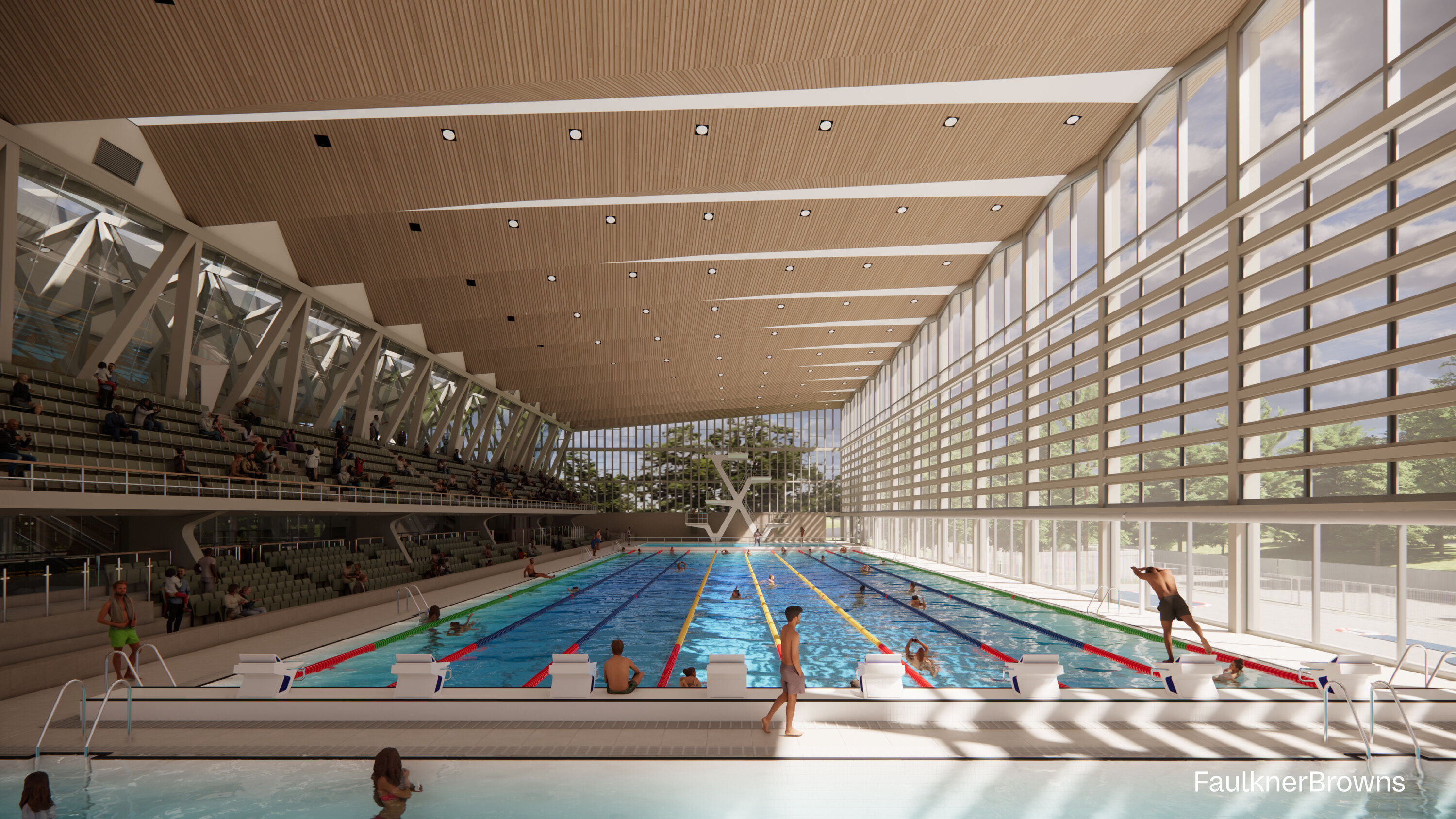 Proposed pool hall for redevelopment of Crystal Palace National Sports Centre