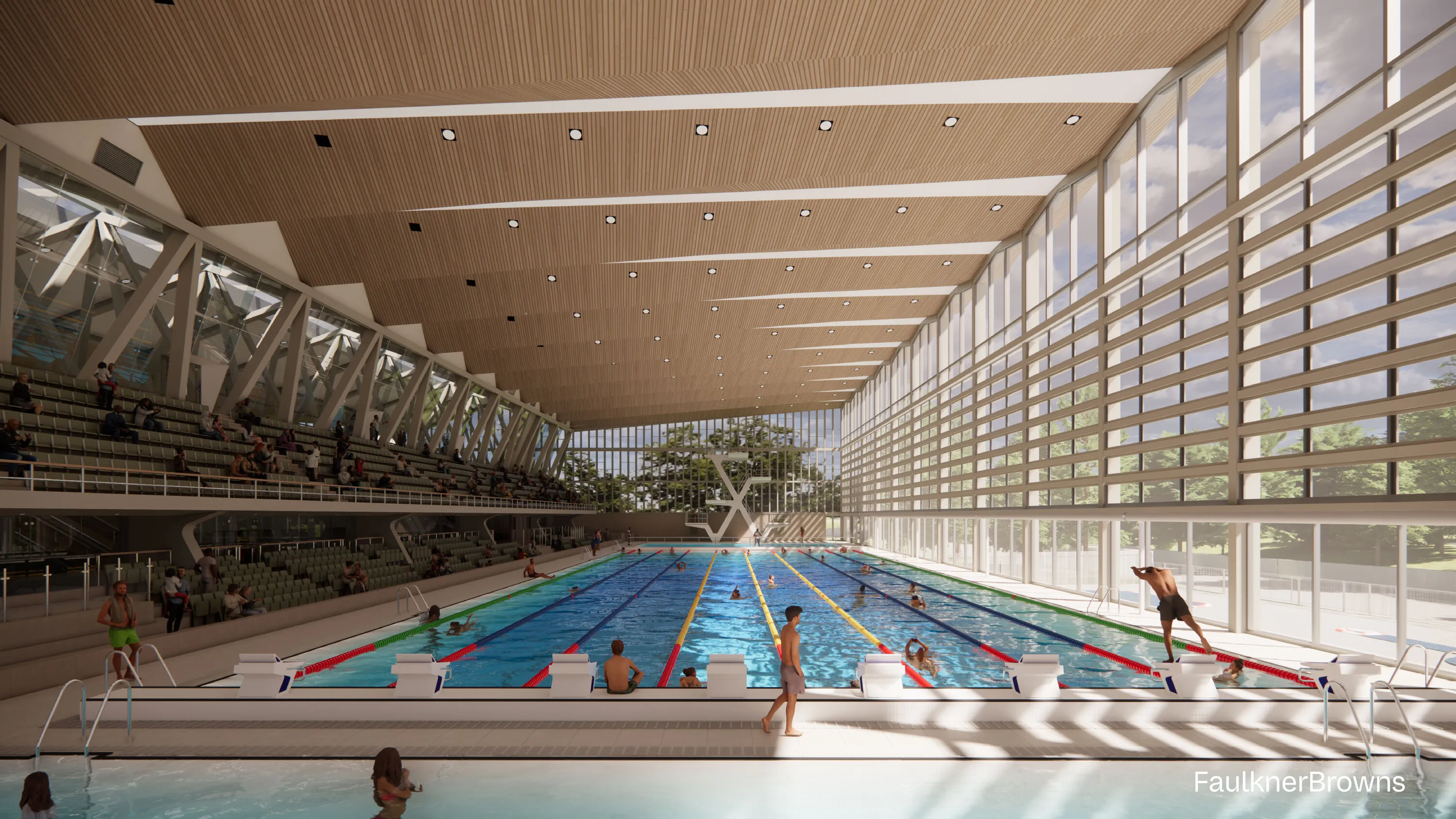 Proposed pool hall for redevelopment of Crystal Palace National Sports Centre