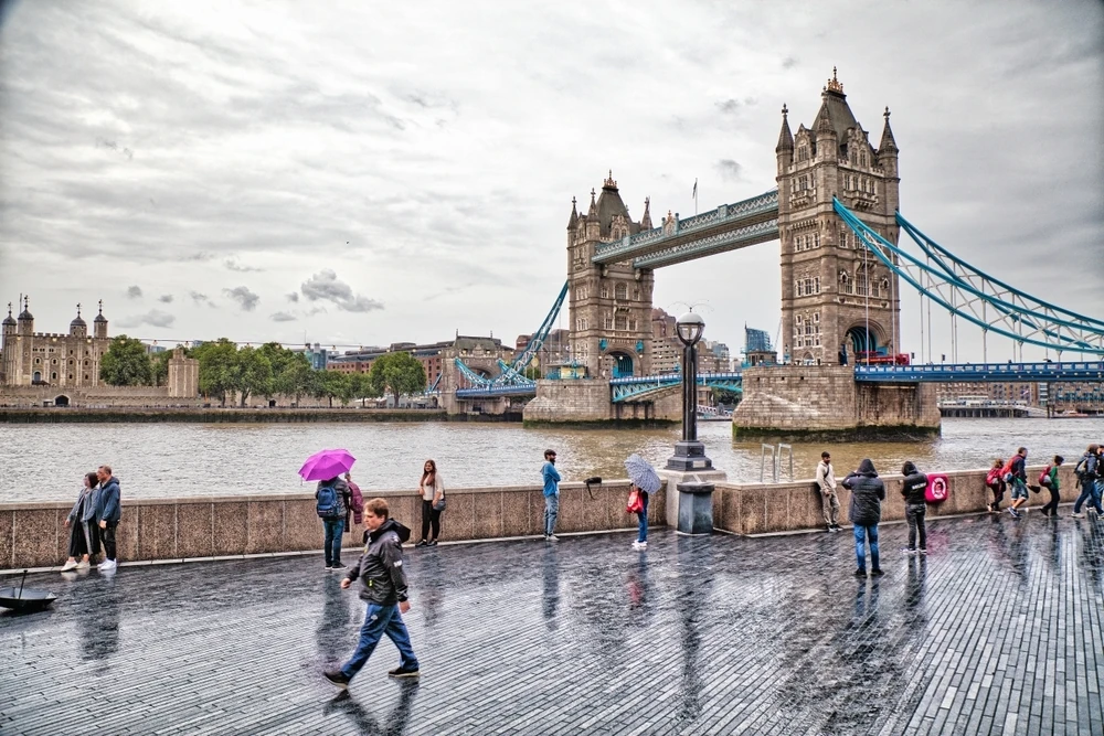 Tower Bridge in the rain, London
