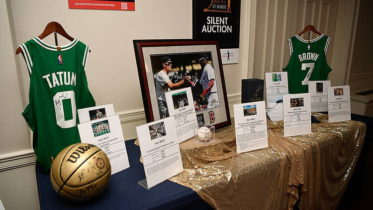 Celtics jersey and silent auction items
