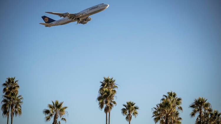 Plane flying over Los Angeles