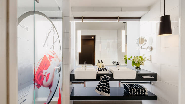 A dramatic looking bathroom