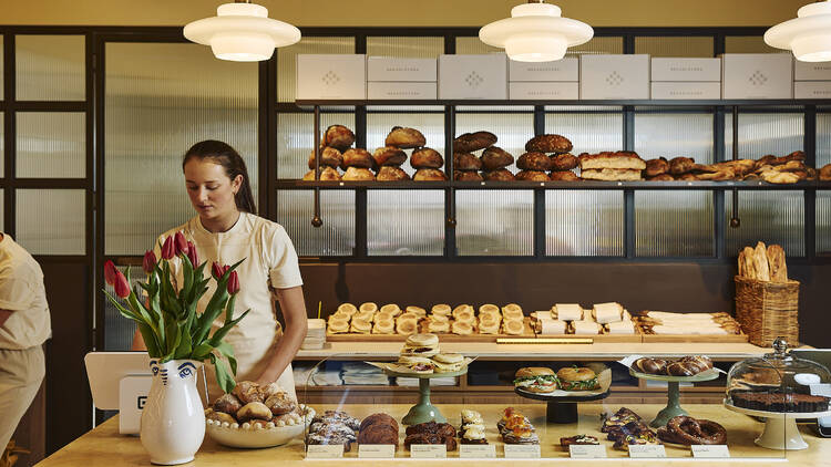 Baked goods counter at Breadcetera.