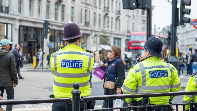 Metropolitan police officers on Oxford Street in London