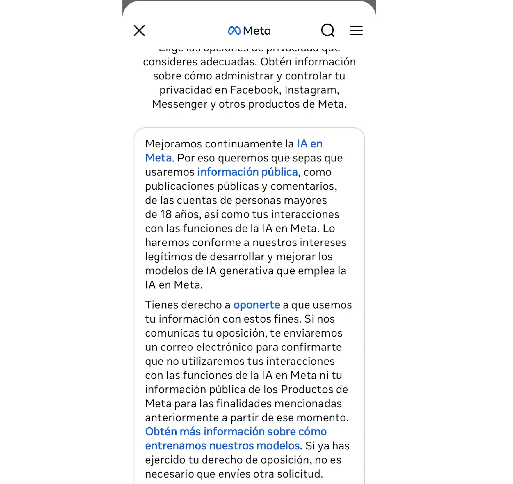 Document a signar per revocar l'ús de les teves dates per part de Meta