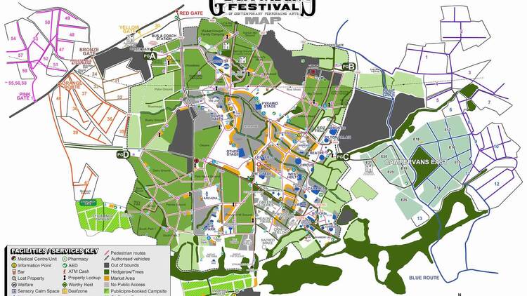 Map of the 2025 Glastonbury festival 