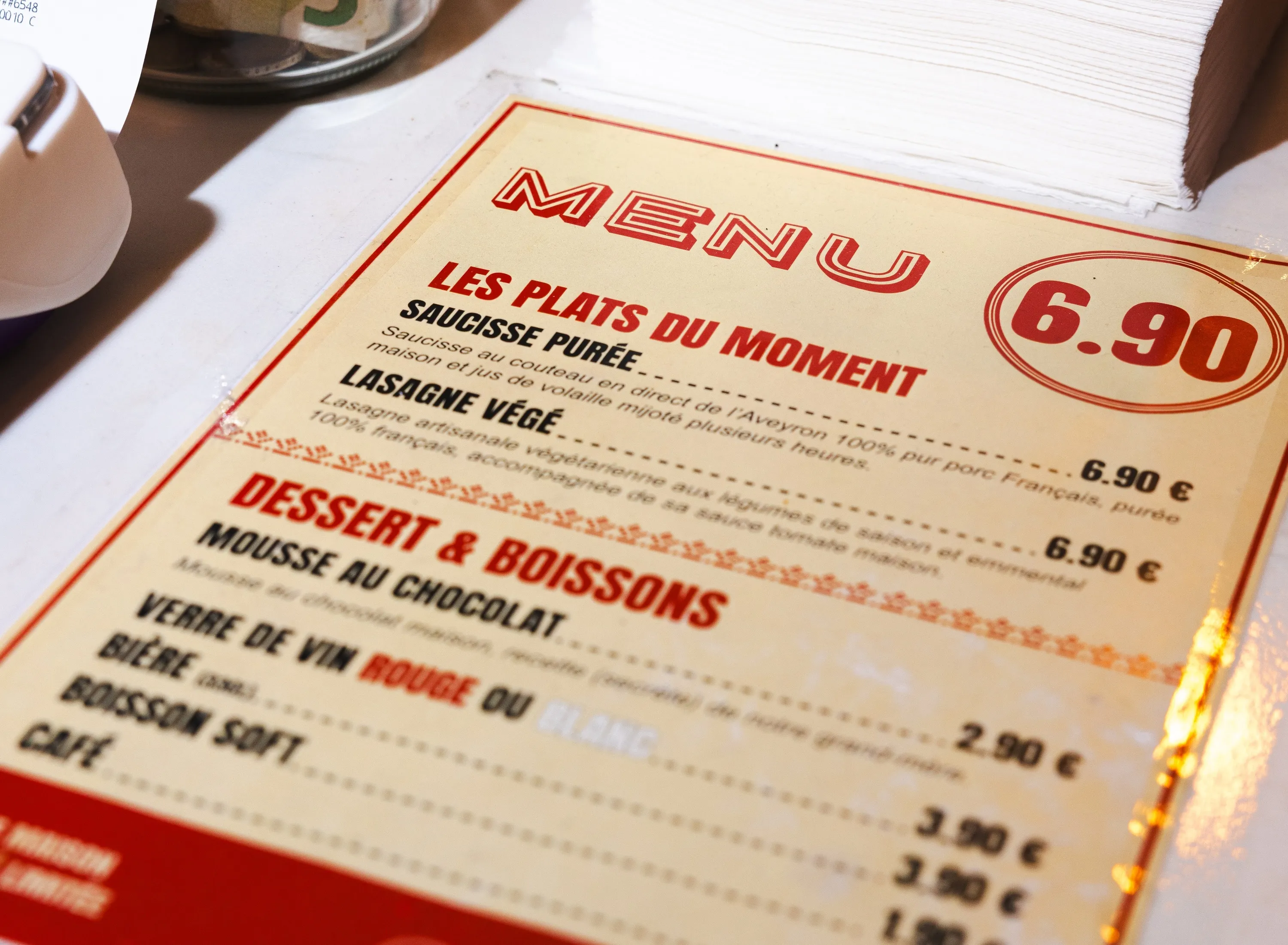 Menu chez 6.90