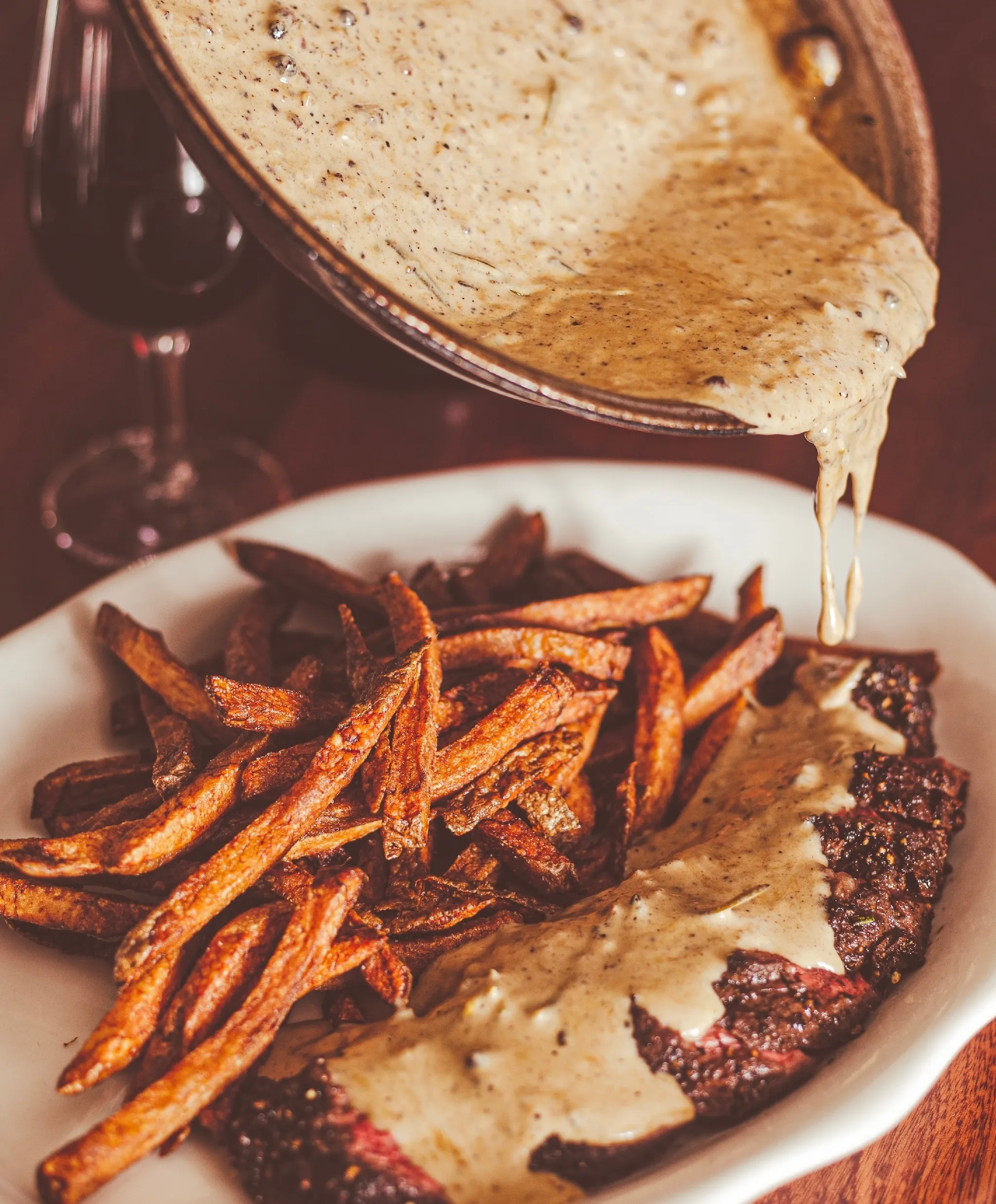 A plate of steak frites