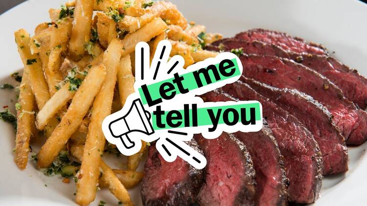 Steak frites with cheese
