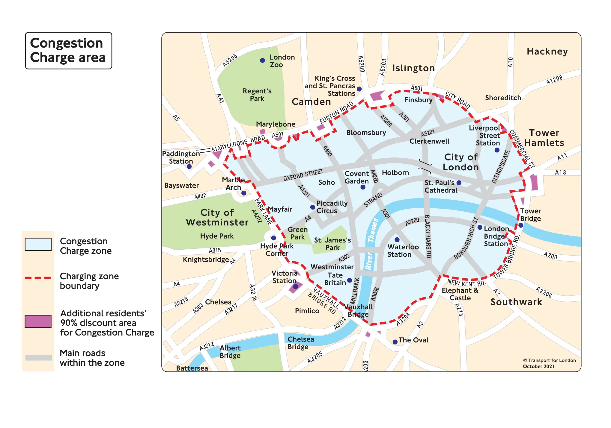 London congestion charge zone map