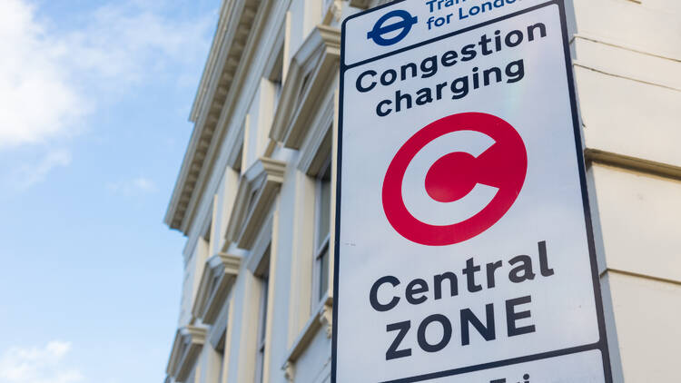 Congestion Charge signage on Millbank