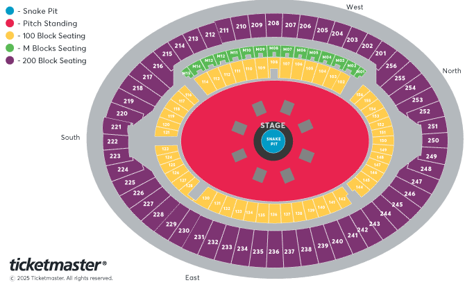 Metallica at London Stadium seating map