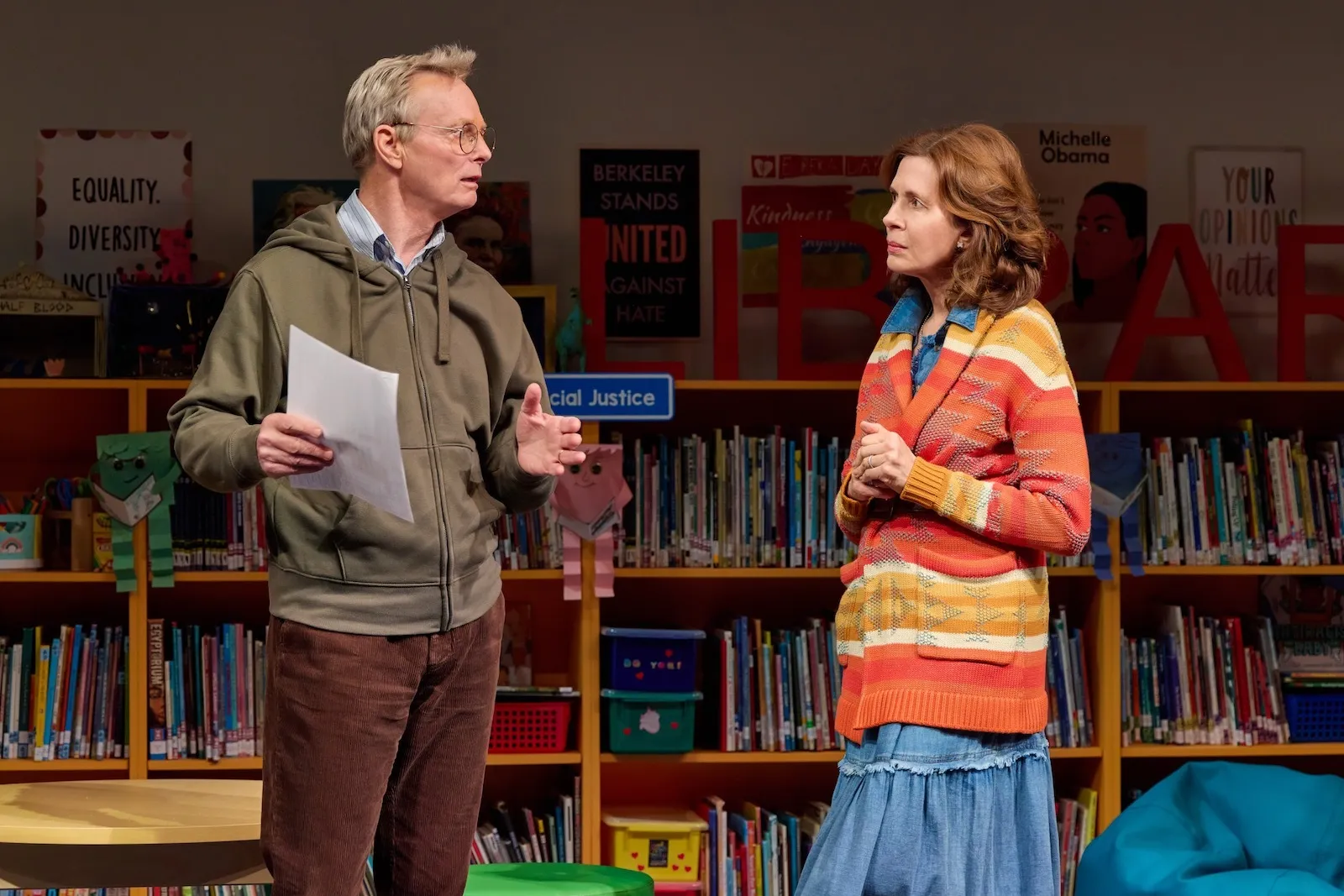 Bill Irwin and Jessica Hecht in Manhattan Theatre Club’s Broadway premiere of Eureka Day by Jonathan Spector, directed by Anna D. Shapiro