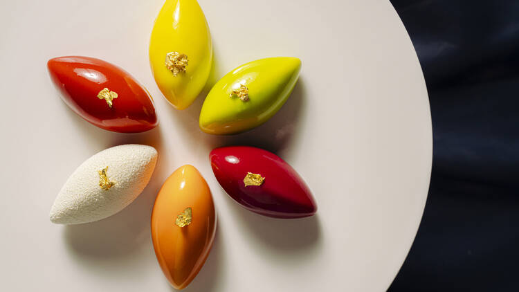 Colourful flower dessert