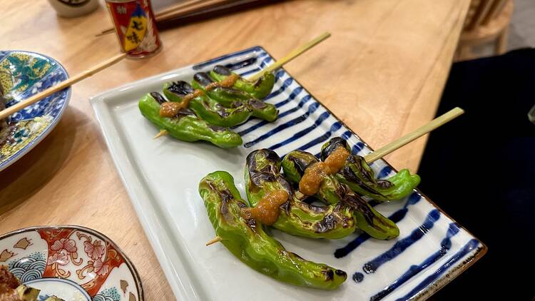 Gokigen Tori shishito pepper skewers