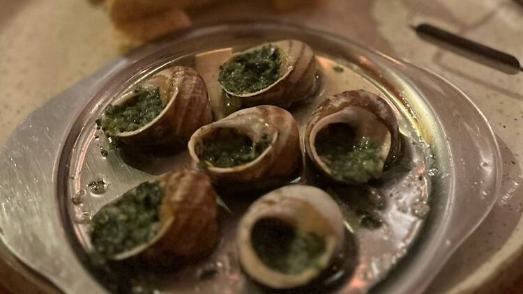 Escargots preparados no La Villa