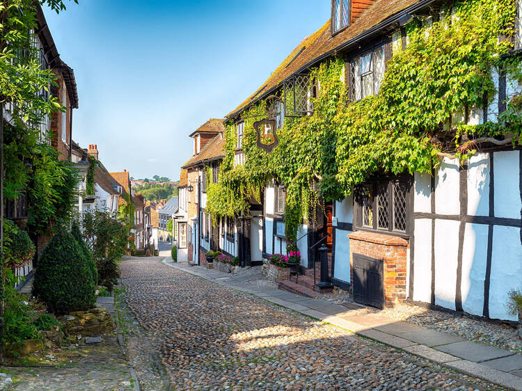 A beautiful cobbled street in the historic town of Rye in East Sussex