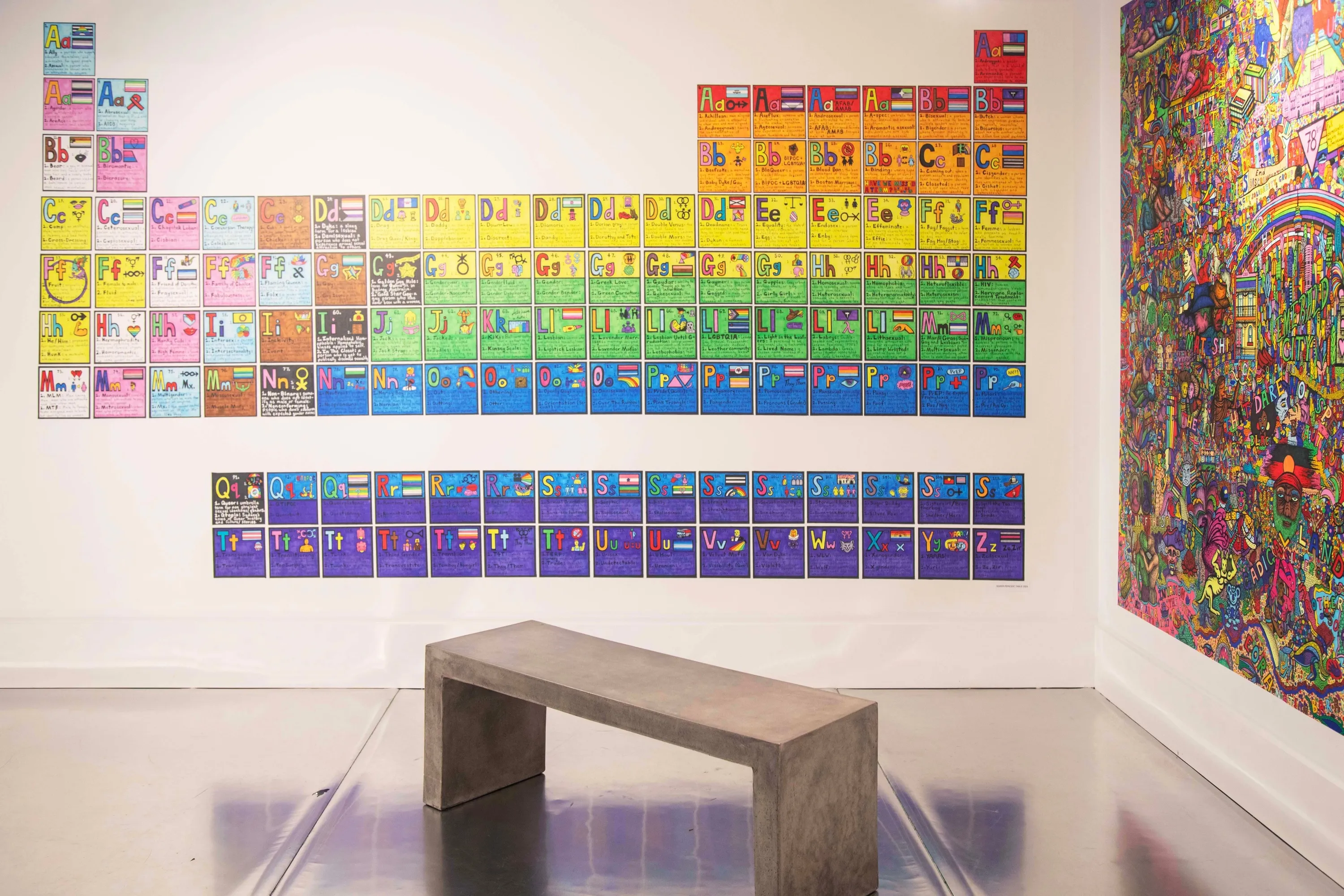 Colourful periodic table in museum