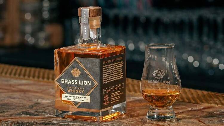 Locally distilled whisky from Brass Lion Distillery