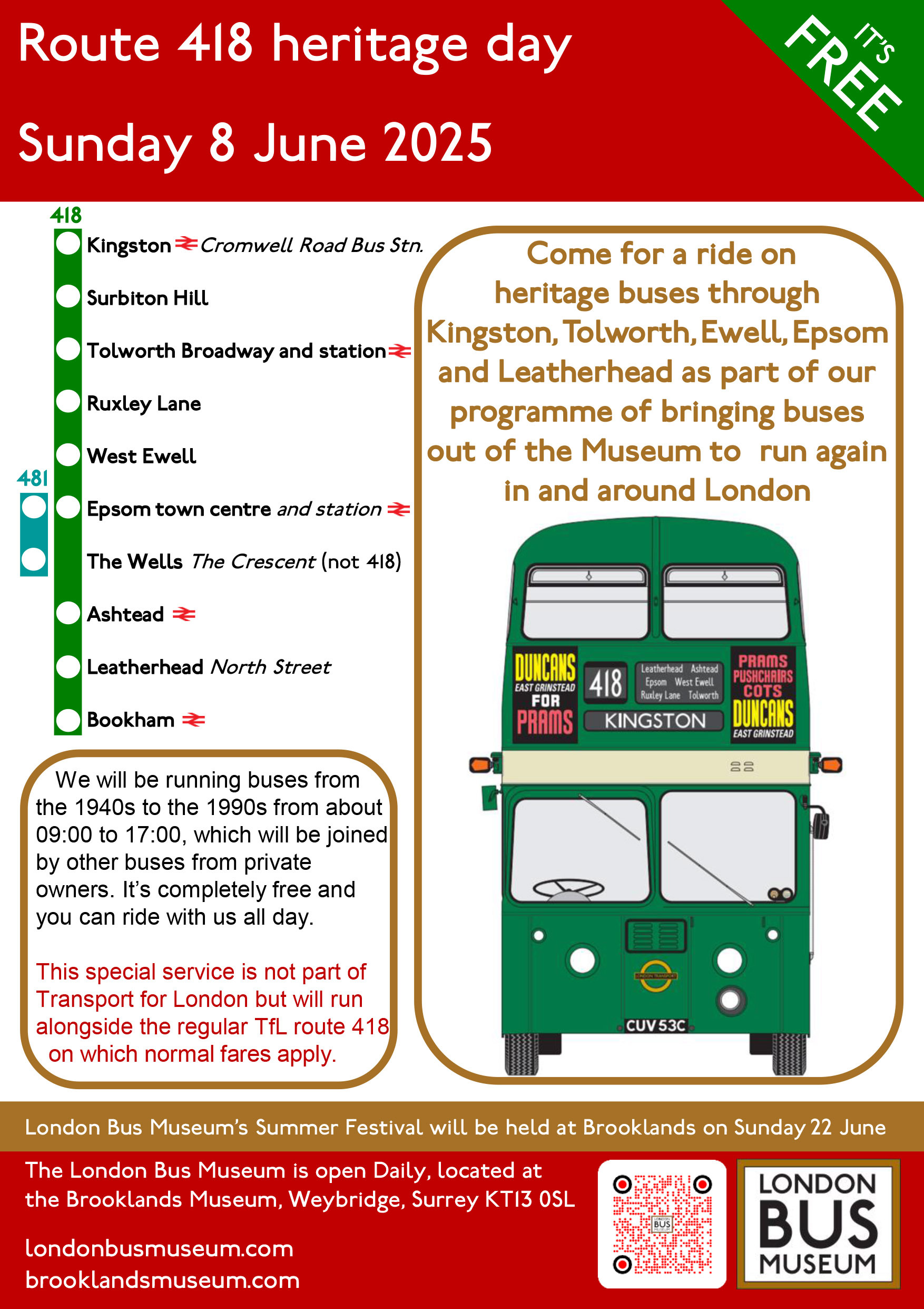 London Bus Museum route 418 heritage day