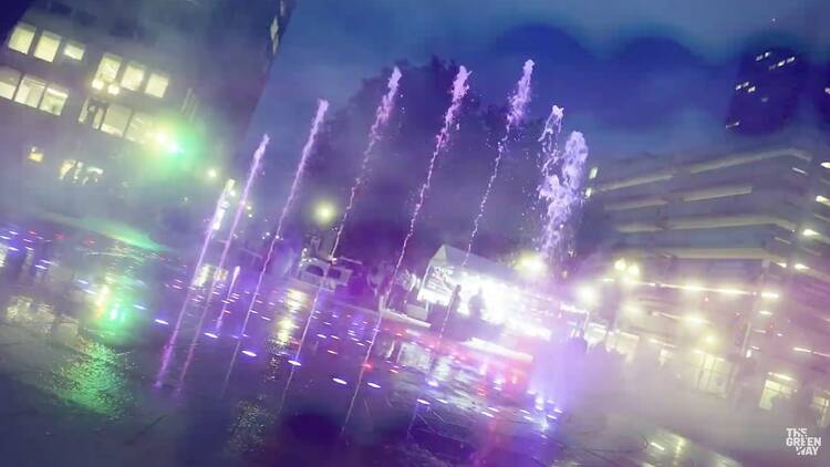 ring fountain lighted in purple ring fountain lighted in purple