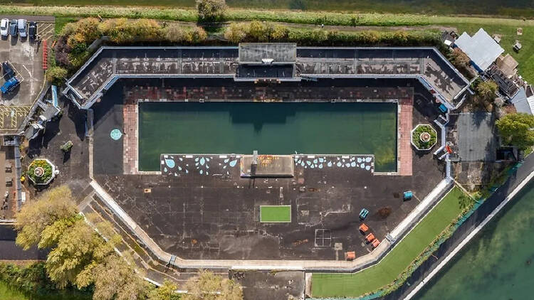 Aerial view of Hilsea Lido, Portsmouth 