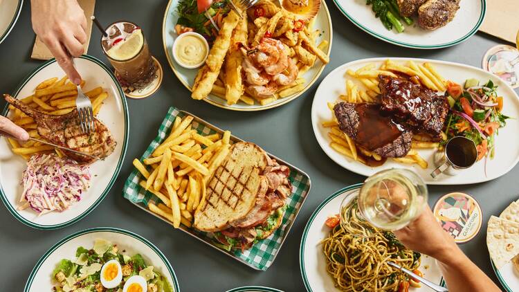 Food on a table shot from above