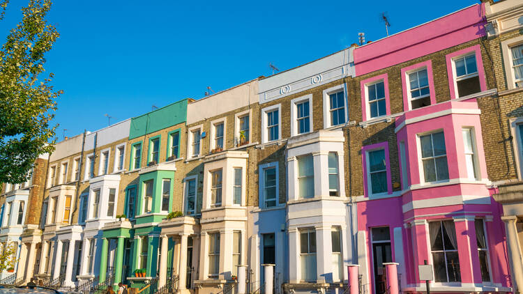 Colourful Notting Hill at Portobello Road in London in 2019