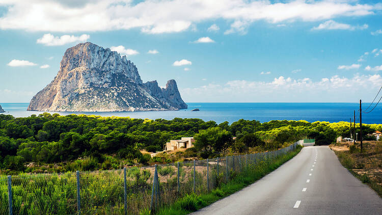 A road in Ibiza with sea view