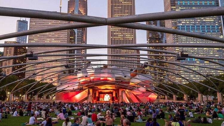 Outdoor movies at Millennium Park
