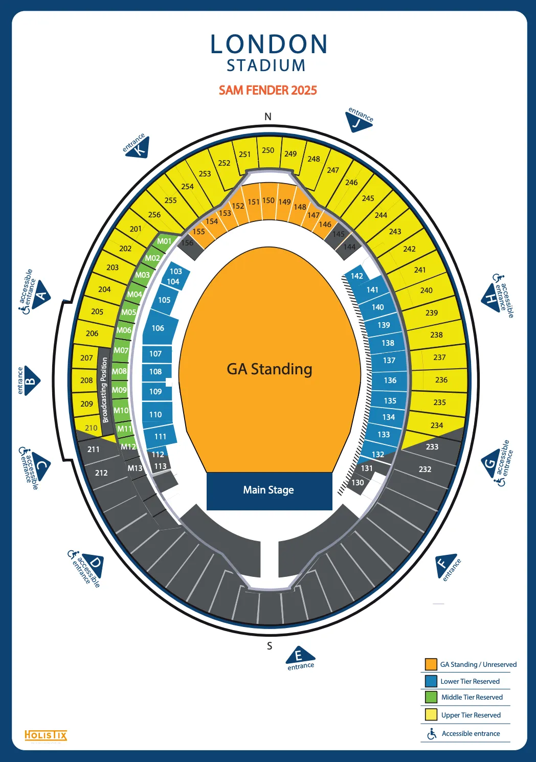 Sam Fender at London Stadium seating plan