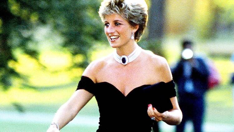 Princess Diana wearing the iconic "revenge dress" in June 1994