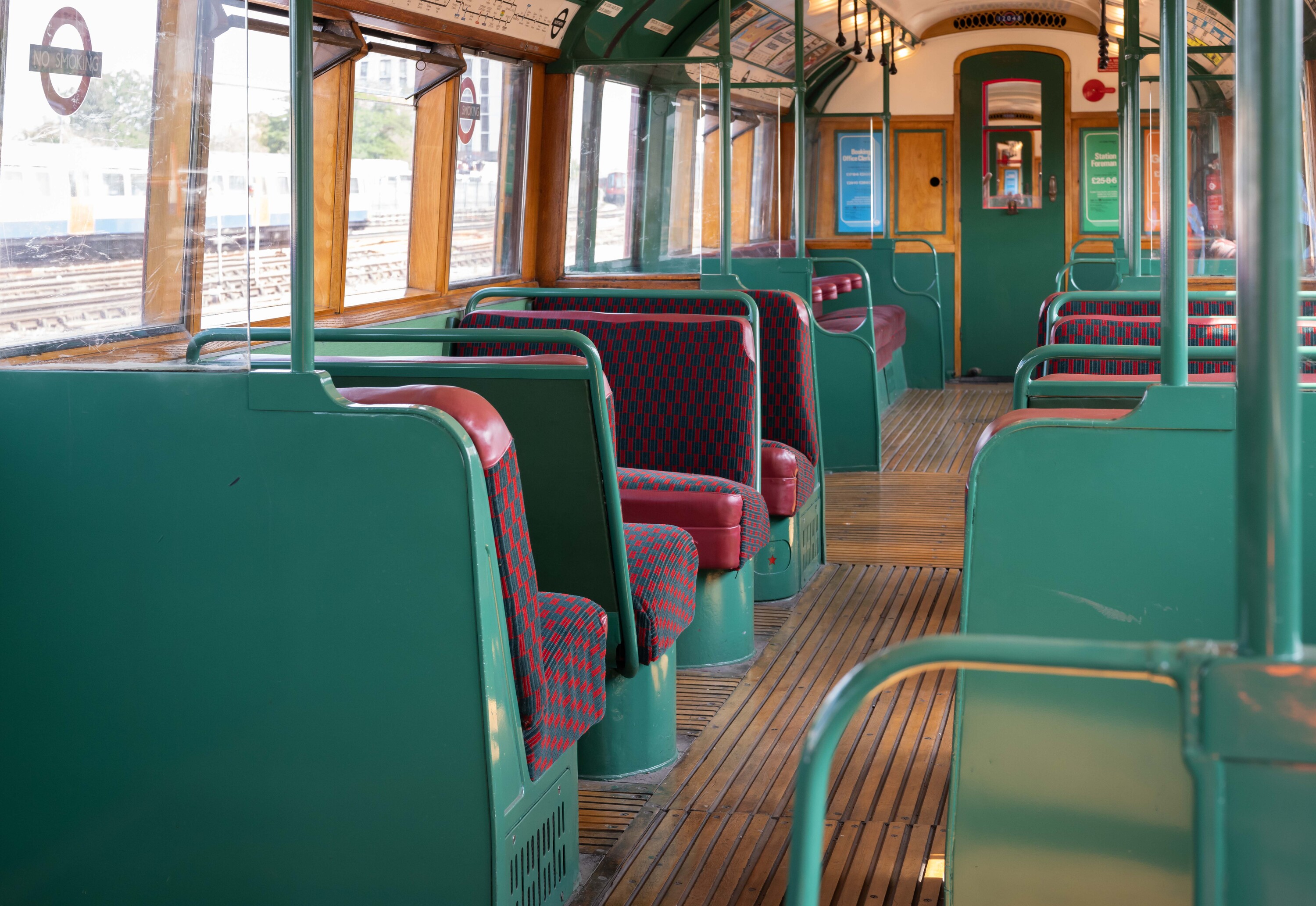 Inside 1938 art deco tube train