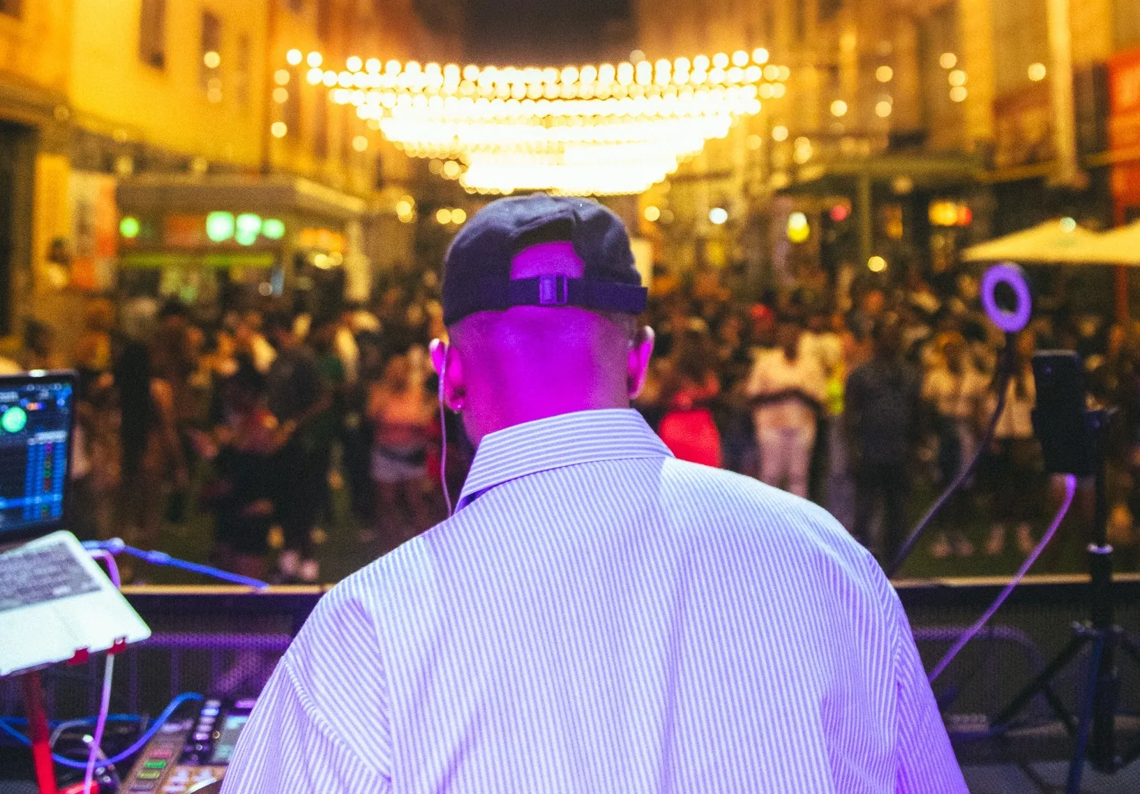 DJ LSJ playing a party at Sunset Park's Industry City